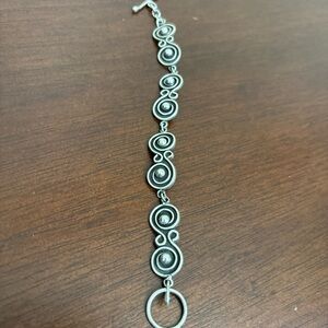 Vintage 925 Sterling Silver Mexico Toggle Bracelet Unique Swirl Link Design